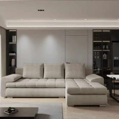 Rozkládací sedací souprava BIBIANA 2 - béžová, pravý roh