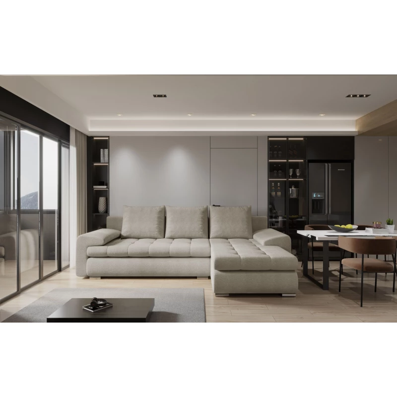 Rozkládací sedací souprava BIBIANA 2 - béžová, pravý roh