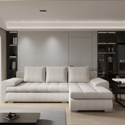 Rozkládací sedací souprava BIBIANA 2 - krémová, pravý roh