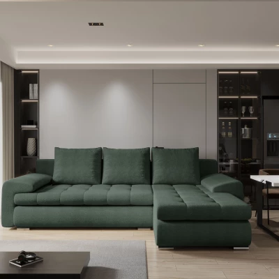 Rozkládací sedací souprava BIBIANA 2 - zelená, pravý roh