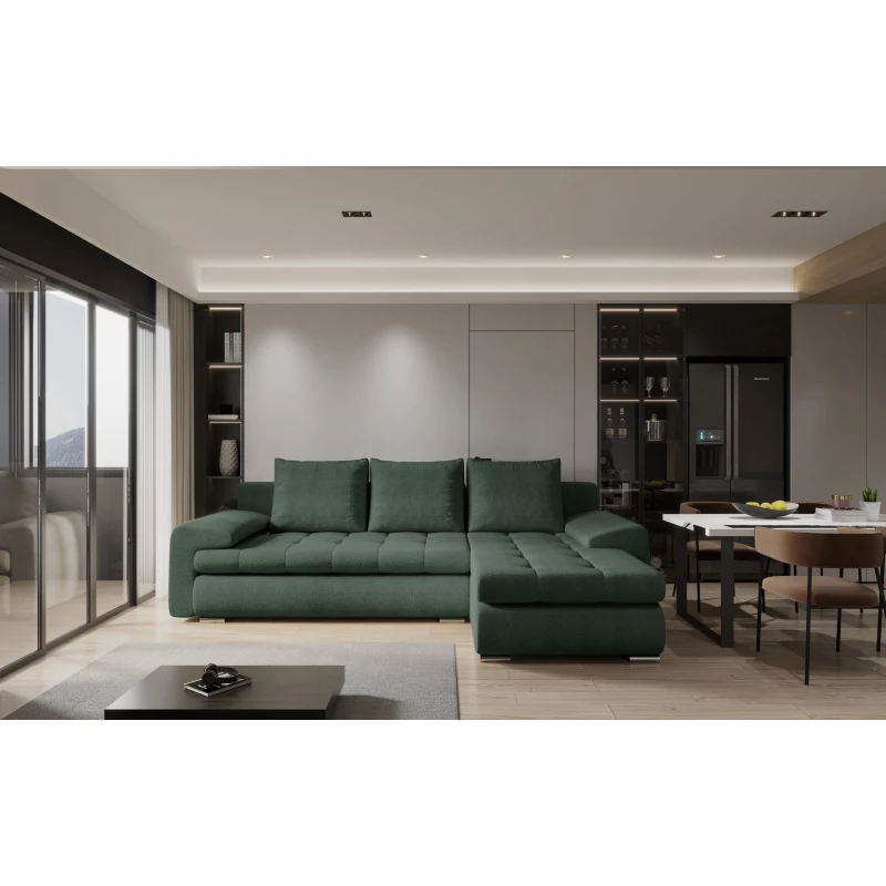 Rozkládací sedací souprava BIBIANA 2 - zelená, pravý roh