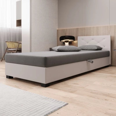 Čalouněná postel 80x195 MILEKA 1 - světle šedá / ecru