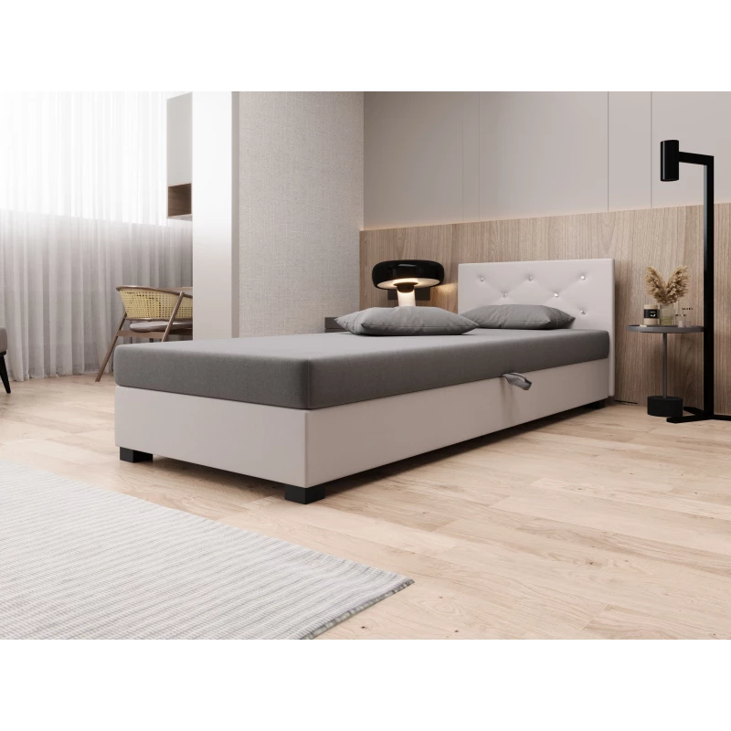 Čalouněná postel 80x195 MILEKA 1 - světle šedá / ecru