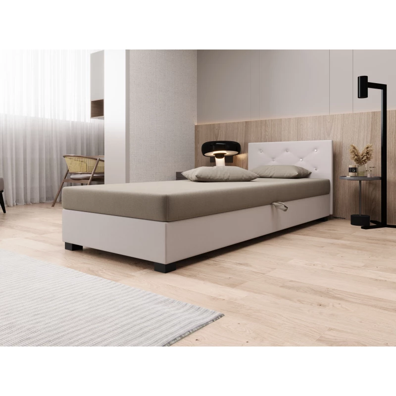 Čalouněná postel 120x195 MILEKA 1 - hnědá / ecru