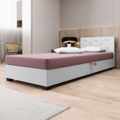 Čalouněná postel 80x195 MILEKA 1 - růžová / bílá