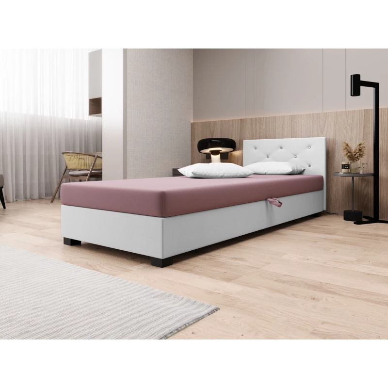 Čalouněná postel 80x195 MILEKA 1 - růžová / bílá