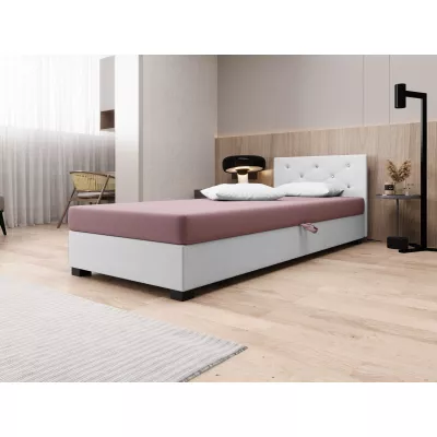 Čalouněná postel 80x195 MILEKA 1 - růžová / bílá