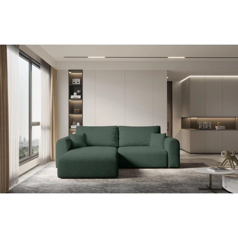 Rohová rozkládací sedací souprava ESTEL 2 - zelená, levý roh