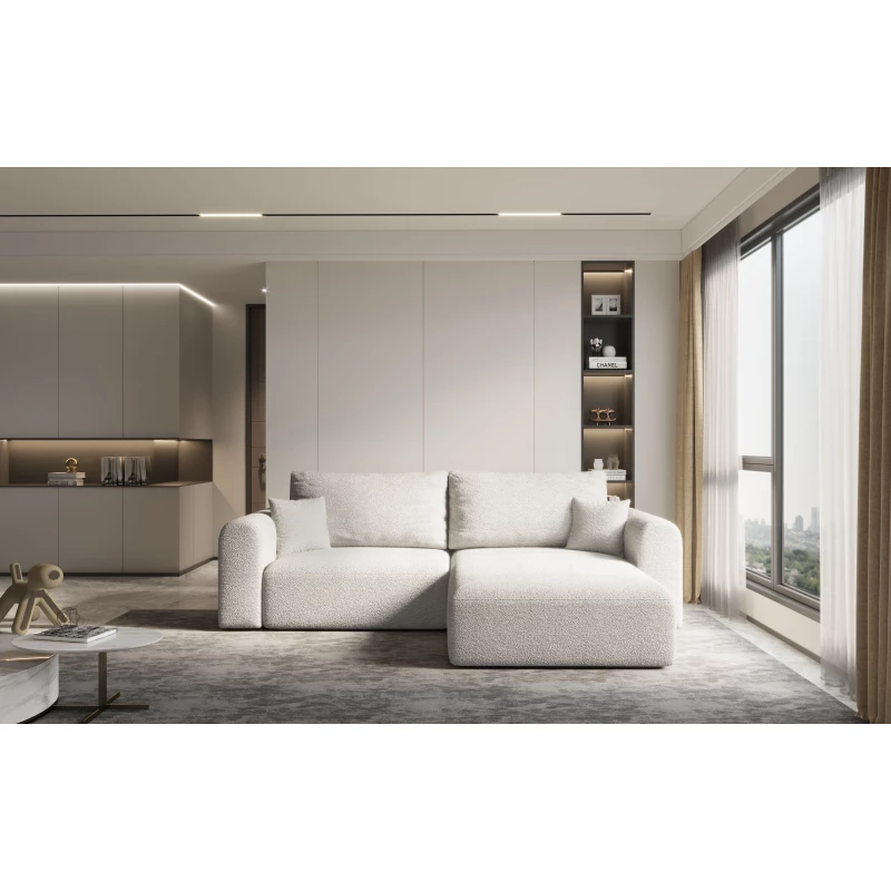 Rohová rozkládací sedací souprava ESTEL 2 - bílá, pravý roh