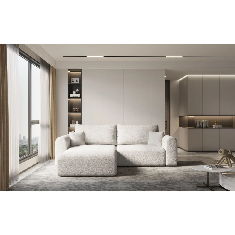 Rohová rozkládací sedací souprava ESTEL 2 - bílá, levý roh