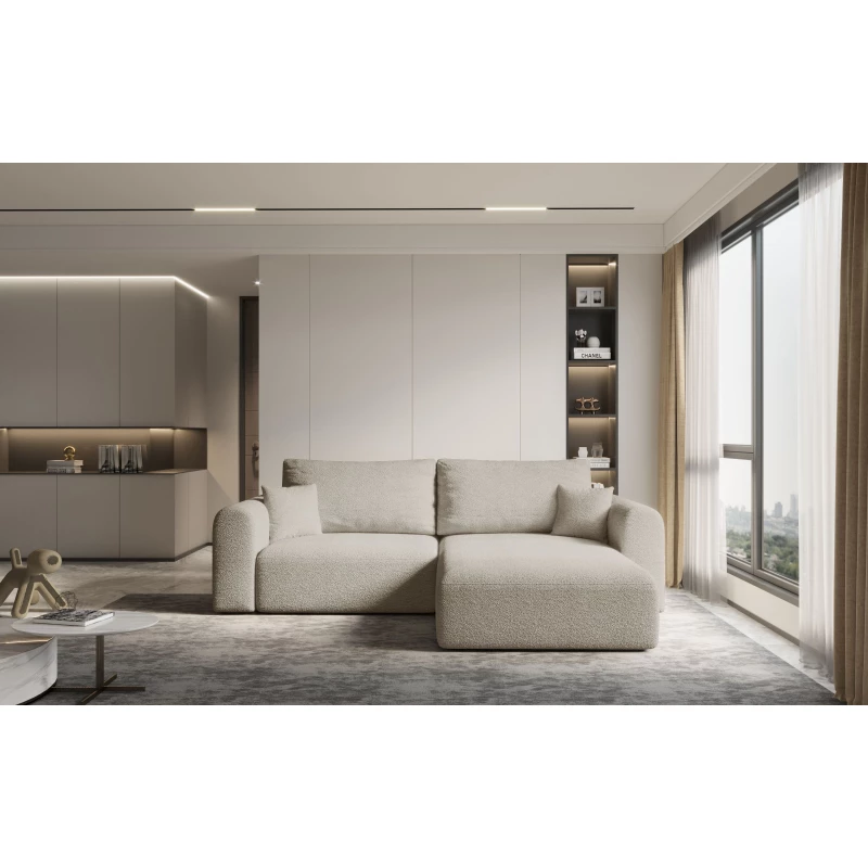 Rohová rozkládací sedací souprava ESTEL 2 - béžová, pravý roh