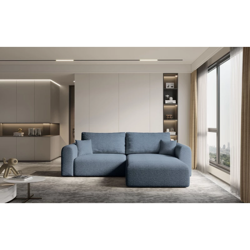 Rohová rozkládací sedací souprava ESTEL 2 - modrá, pravý roh