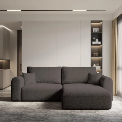 Rohová rozkládací sedací souprava ESTEL 2 - tmavě hnědá, pravý roh