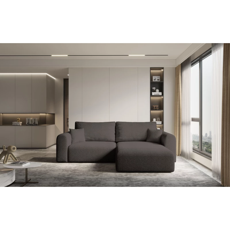 Rohová rozkládací sedací souprava ESTEL 2 - tmavě hnědá, pravý roh