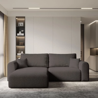 Rohová rozkládací sedací souprava ESTEL 2 - tmavě hnědá, levý roh