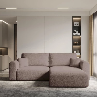 Rohová rozkládací sedací souprava ESTEL 2 - tmavě růžová, pravý roh