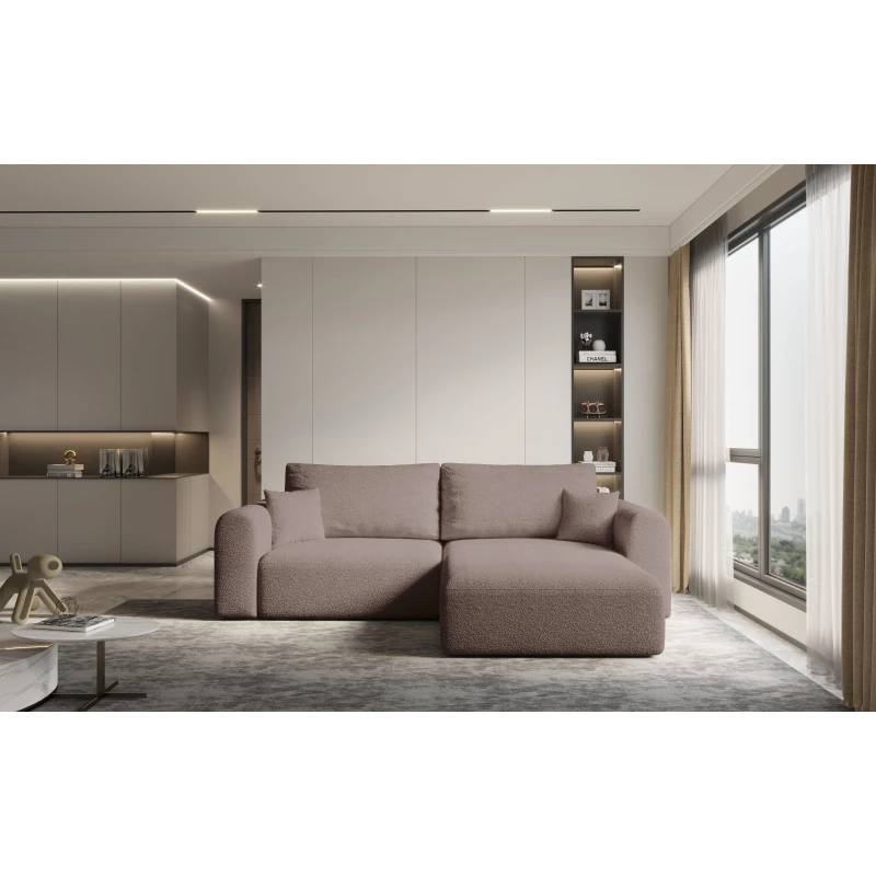 Rohová rozkládací sedací souprava ESTEL 2 - tmavě růžová, pravý roh