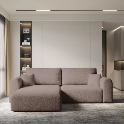 Rohová rozkládací sedací souprava ESTEL 2 - tmavě růžová, levý roh