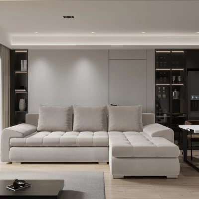 Rozkládací sedací souprava BIBIANA 1 - krémová, pravý roh