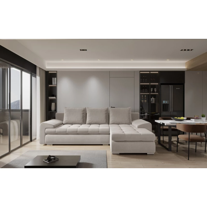 Rozkládací sedací souprava BIBIANA 1 - krémová, pravý roh