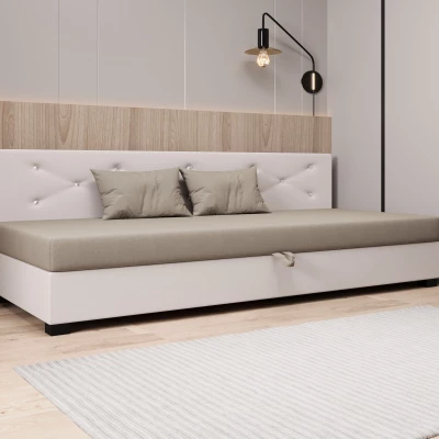 Čalouněná postel 110x195 MILEKA BIZ 1 - hnědá / ecru