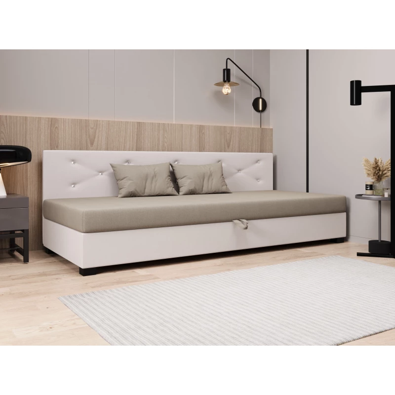 Čalouněná postel 110x195 MILEKA BIZ 1 - hnědá / ecru