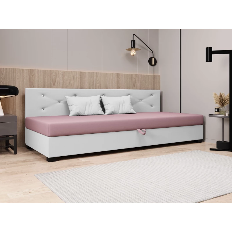 Čalouněná postel 90x195 MILEKA BIZ 1 - růžová / bílá