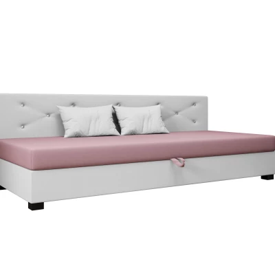 Čalouněná postel 110x195 MILEKA BIZ 1 - růžová / bílá