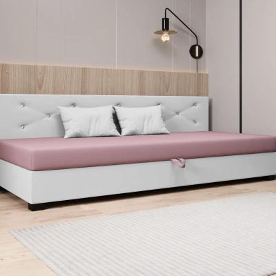 Čalouněná postel 110x195 MILEKA BIZ 1 - růžová / bílá