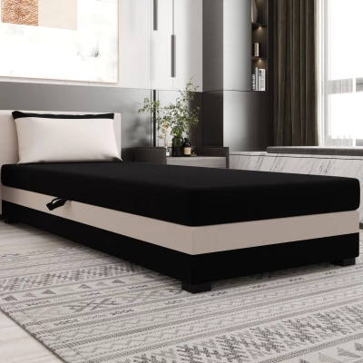 Jednolůžková postel 80x195 ZAJDA 1 s úložným prostorem - černá / ecru