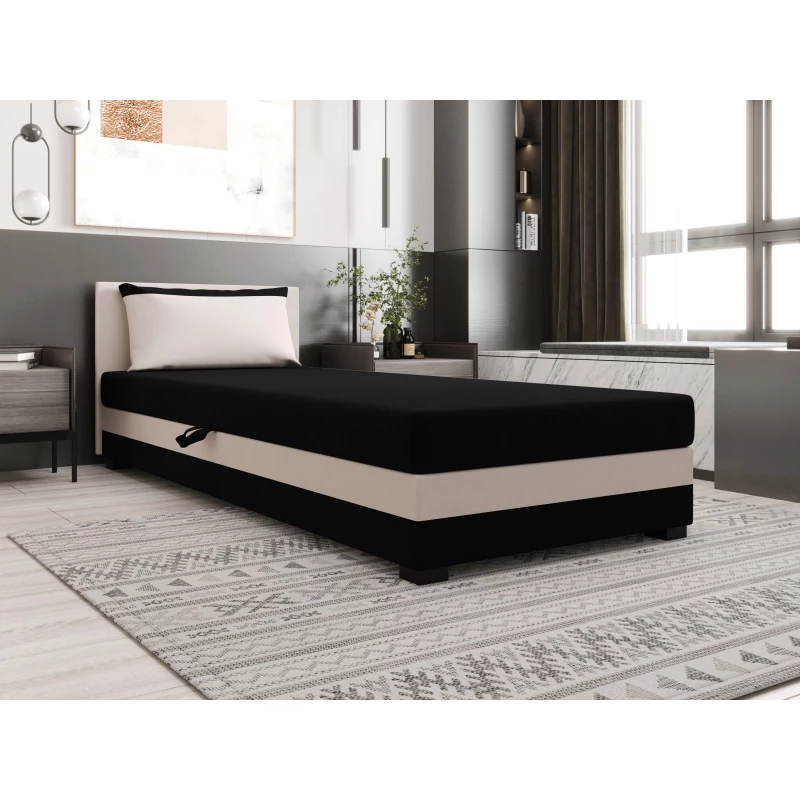 Jednolůžková postel 120x195 ZAJDA 1 s úložným prostorem - černá / ecru