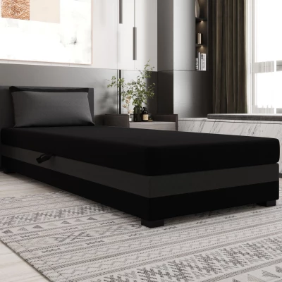 Jednolůžková postel 120x195 ZAJDA 1 s úložným prostorem - černá / šedá