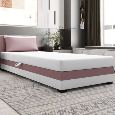 Jednolůžková postel 90x195 ZAJDA 1 s úložným prostorem - růžová / bílá