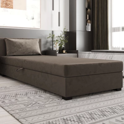 Jednolůžková postel 120x195 ZAJDA 1 s úložným prostorem - tmavě hnědá