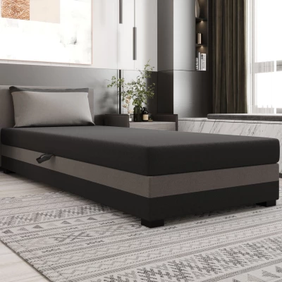 Jednolůžková postel 120x195 ZAJDA 2 s úložným prostorem - šedá / světle šedá