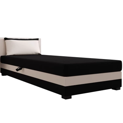 Jednolůžková postel 120x195 ZAJDA 2 s úložným prostorem - černá / ecru