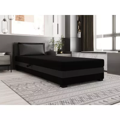 Jednolůžková postel 100x195 ZAJDA 2 s úložným prostorem - černá / šedá