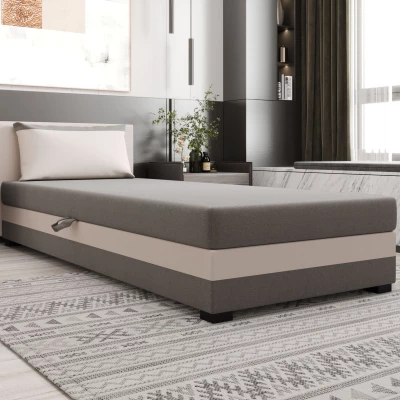 Jednolůžková postel 100x195 ZAJDA 2 s úložným prostorem - světle šedá / ecru
