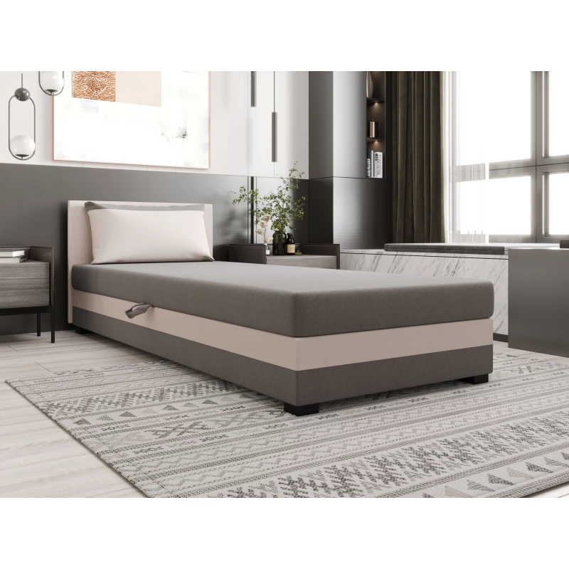 Jednolůžková postel 100x195 ZAJDA 2 s úložným prostorem - světle šedá / ecru