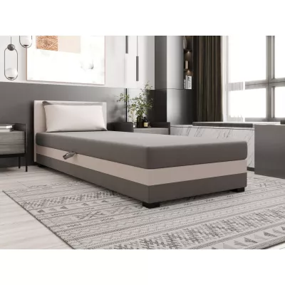 Jednolůžková postel 120x195 ZAJDA 2 s úložným prostorem - světle šedá / ecru