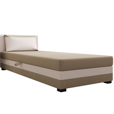 Jednolůžková postel 100x195 ZAJDA 2 s úložným prostorem - hnědá / ecru