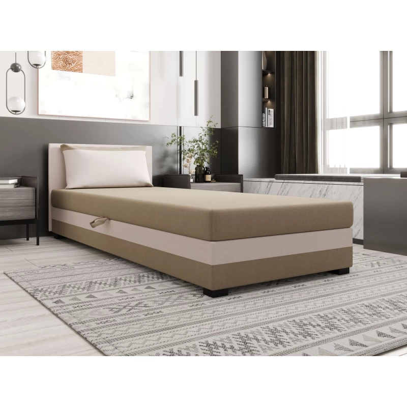 Jednolůžková postel 100x195 ZAJDA 2 s úložným prostorem - hnědá / ecru