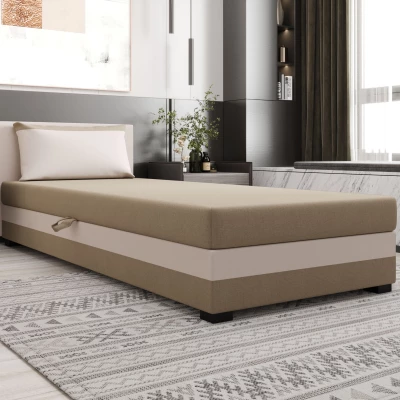 Jednolůžková postel 120x195 ZAJDA 2 s úložným prostorem - hnědá / ecru