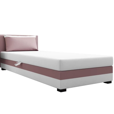 Jednolůžková postel 100x195 ZAJDA 2 s úložným prostorem - růžová / bílá