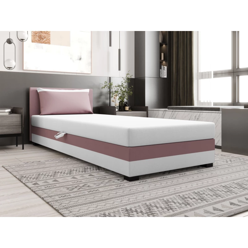 Jednolůžková postel 120x195 ZAJDA 2 s úložným prostorem - růžová / bílá