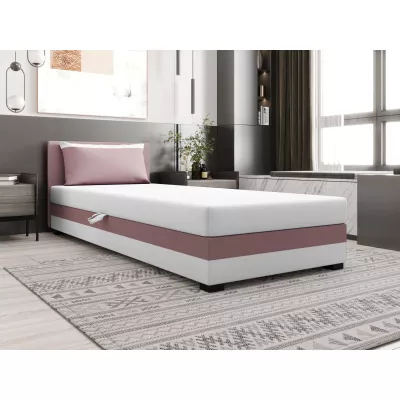 Jednolůžková postel 120x195 ZAJDA 2 s úložným prostorem - růžová / bílá