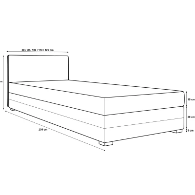 Jednolůžková postel 100x195 ZAJDA 2 s úložným prostorem - ecru