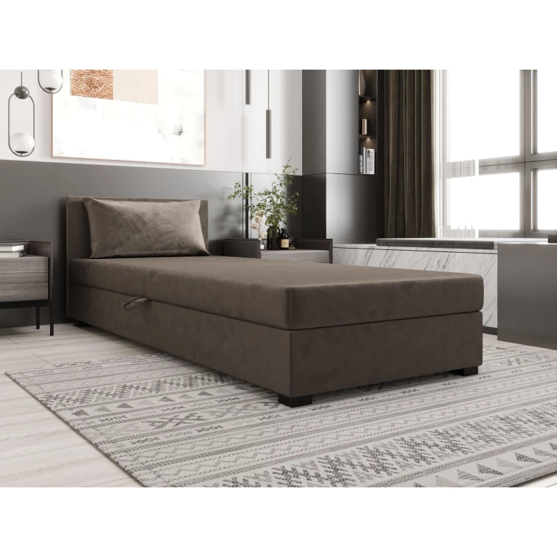 Jednolůžková postel 100x195 ZAJDA 2 s úložným prostorem - tmavě hnědá