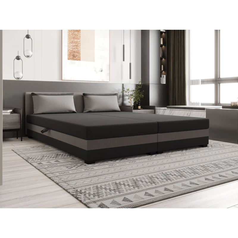 Manželská postel 180x200 ZAJDA DOUBLE 2 s úložným prostorem - šedá / světle šedá