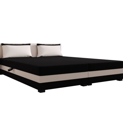 Manželská postel 180x200 ZAJDA DOUBLE 2 s úložným prostorem - černá / ecru